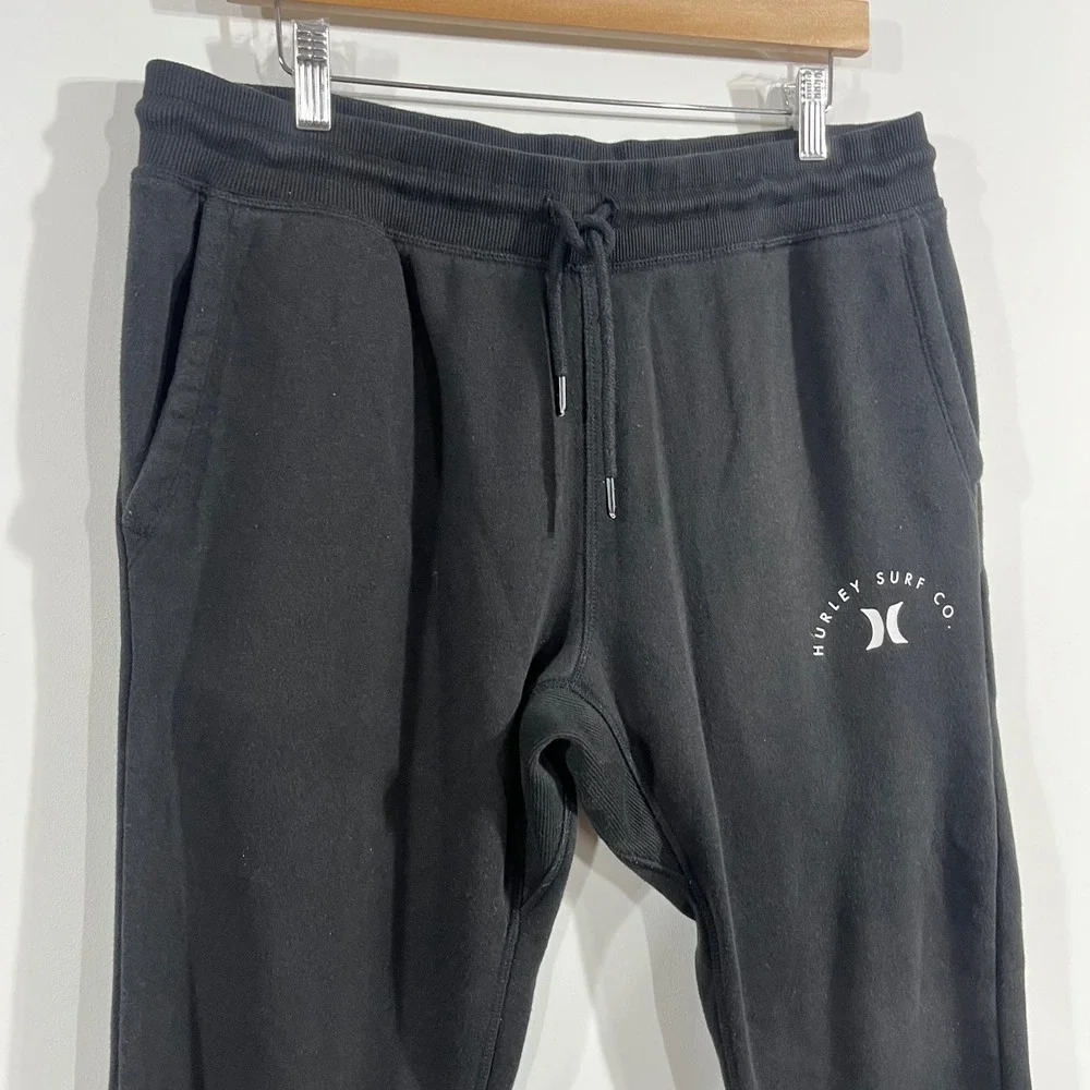 Hurley Surfer Coastal Dunes Fleece Jogger Black Sweatpants Mens Large Streetwear